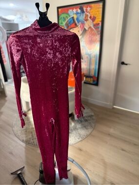 Velvet Burgundy Long Sleeve Jumpsuit